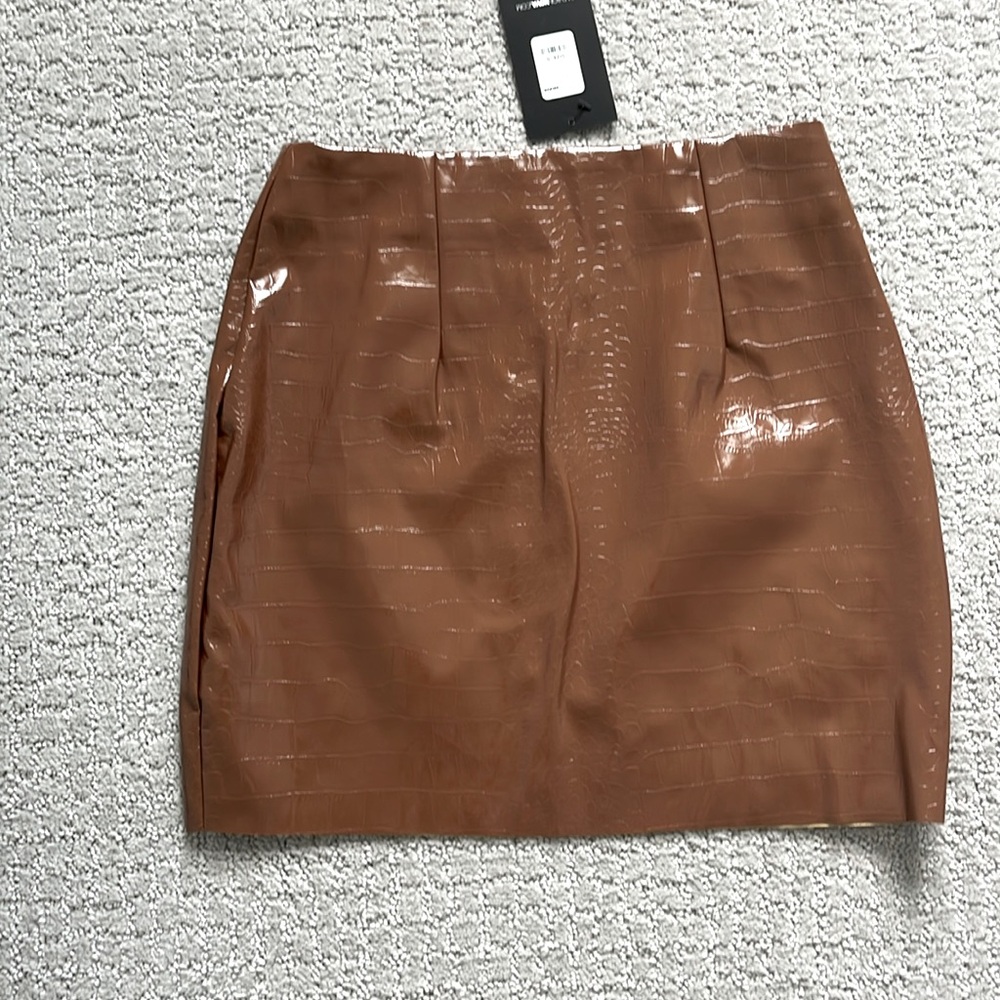 FashionNova faux leather, mini skirt chocolate size small